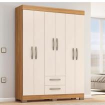 Guarda-Roupa com 6 Portas e 2 Gavetas NT6015 Notável Móveis - FREIJO TREND/OFF WHITE TX Guarda-Roupa com 6 Portas e 2 Gavetas NT6015 Notável Móveis - FREIJO TREND/OFF WHITE TX