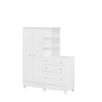 Guarda Roupa Com Cômoda Conjugado Infantil Doce Sonho 4070 Com Pés Branco - Qmovi