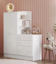 Guarda Roupa com Cômoda Doce Sonho Qmovi 4070 Cor:Branco Guarda Roupa com Cômoda Doce Sonho Qmovi 4070 Cor:Branco