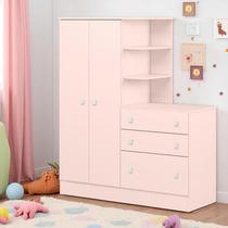 Guarda Roupa Com Cômoda Infantil 3 Gavetas Cabideiro E 2 Portas