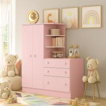 Guarda Roupa Com Cômoda Infantil 3 Gavetas Cabideiro E 2 Portas Guarda Roupa Com Cômoda Infantil 3 Gavetas Cabideiro E 2 Portas