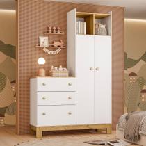 Guarda Roupa com Cômoda Q Encanto Slim Freijó/Branco