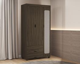 Guarda Roupa com detalhe em Rattan Para Quarto de Solteiro MDF 3 Portas 2 Gavetas Design Moderno Clara Atemporal Guarda Roupa com detalhe em Rattan Para Quarto de Solteiro MDF 3 Portas 2 Gavetas Design Moderno Clara Atemporal