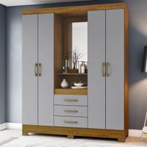 Guarda-Roupa Com Espelho 04 portas e 03 Gavetas Linha Briz