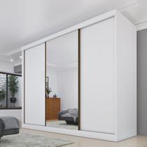 Guarda Roupa com Espelho 3 Portas 240cm Somalia Yescasa Branco/Neve