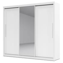 Guarda-Roupa com Espelho 3 Portas Royale Branco Acetinado - Gelius Móveis