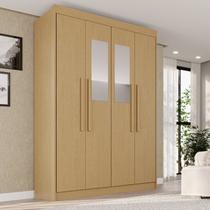 Guarda-Roupa com Espelho 4 Portas 3 Gavetas 100% MDF Veneza Marrom/Jequitiba Guarda-Roupa com Espelho 4 Portas 3 Gavetas 100% MDF Veneza Marrom/Jequitiba