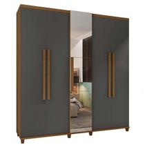 Guarda Roupa Com Espelho 5 Portas 228cm Munique RV Móveis Cinamomo/Grafite