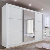 Guarda Roupa com Espelho Casal 3 Portas 6 Gavetas 100% MDF Miami Branco Guarda Roupa com Espelho Casal 3 Portas 6 Gavetas 100% MDF Miami Branco