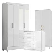 Guarda Roupa com Espelho Infantil Sobral com Cômoda Vênus e Armário Multiuso Jade Branco Brilho Moval Guarda Roupa com Espelho Infantil Sobral com Cômoda Vênus e Armário Multiuso Jade Branco Brilho Moval