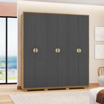 Guarda-Roupa com Maleiro interno 6 Portas 4 Gavetas Noronha Nature/Alasca 100% MDF - Vila Rica Guarda-Roupa com Maleiro interno 6 Portas 4 Gavetas Noronha Nature/Alasca 100% MDF - Vila Rica