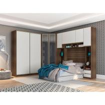 Guarda Roupa Com Nogueira Dourado Branco Mat