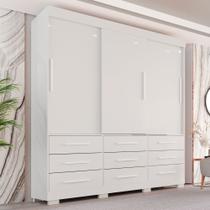 Guarda Roupa com Pés Casal 3 Portas 9 Gavetas Luana Branco Guarda Roupa com Pés Casal 3 Portas 9 Gavetas Luana Branco