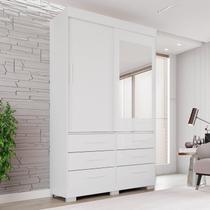 Guarda Roupa com Pés e Espelho 2 Portas 6 Gavetas Luana