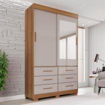 Guarda Roupa com Pés e Espelho 2 Portas 6 Gavetas Luana