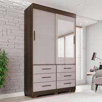 Guarda Roupa com Pés e Espelho 2 Portas 6 Gavetas Luana