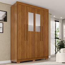 Guarda-Roupa com Pés e Espelho 4 Portas 3 Gavetas 100% MDF Veneza Marrom/Cinamomo Guarda-Roupa com Pés e Espelho 4 Portas 3 Gavetas 100% MDF Veneza Marrom/Cinamomo