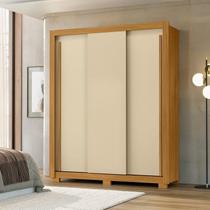 Guarda-Roupa com Portas de Correr 3 Portas 2 Gavetas Saint 156cm Off White/Carvalho Americano