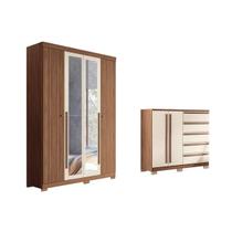Guarda Roupa +Cômoda 2 Peças QC306 Jatoba/Areia - Santos Andirá