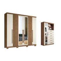 Guarda Roupa +Cômoda 2 Peças QC352 Jatoba/Areia - Santos Andirá Guarda Roupa +Cômoda 2 Peças QC352 Jatoba/Areia - Santos Andirá