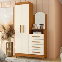 Guarda-roupa Cômoda 2 Portas e 4 Gavetas com Espelho New Capri