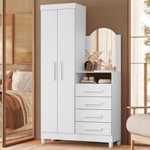Guarda-roupa Cômoda 2 Portas e 4 Gavetas com Espelho New Capri