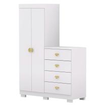 Guarda Roupa Cômoda 4 Gavetas 120cm Cristal Flex Branco - Vila Rica Guarda Roupa Cômoda 4 Gavetas 120cm Cristal Flex Branco - Vila Rica