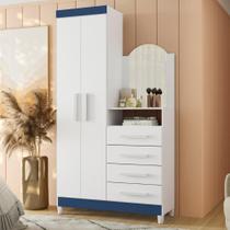 Guarda Roupa Comoda Com Espelho Georgia Azul