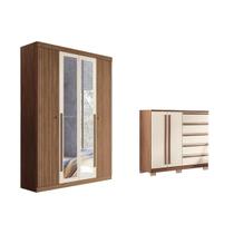 Guarda Roupa +Cômoda QC321 Jatoba/Areia - Santos Andirá