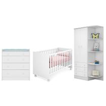 Guarda Roupa, Cômoda Trocador e Berço Mini Cama Branco Guarda Roupa, Cômoda Trocador e Berço Mini Cama Branco