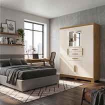 Guarda Roupa Compacto 6 Portas 3 Gavetas Espelho Roupeiro Nature Champanhe Guarda Roupa Compacto 6 Portas 3 Gavetas Espelho Roupeiro Nature Champanhe