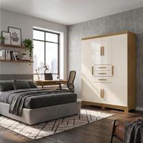 Guarda Roupa Compacto 6 Portas 3 Gavetas Roupeiro Armário Nature Champanhe Guarda Roupa Compacto 6 Portas 3 Gavetas Roupeiro Armário Nature Champanhe