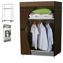 Guarda-roupa compacto com arara para roupas cabideiro prateleiras e organizador portátil