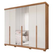 Guarda Roupa Copacabana 6 Portas Espelho e Pés MDF