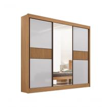 Guarda Roupa Cristal Casal 3 Portas Ripado 6 Gavetas Com Pés D' Doro Cinamomo/off White/ripado Guarda Roupa Cristal Casal 3 Portas Ripado 6 Gavetas Com Pés D' Doro Cinamomo/off White/ripado