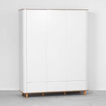 Guarda-Roupa Curvo Nina 3 Portas com Tampo em Cinamomo - Branco