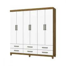 Guarda Roupa D22 6 Portas 6 Gavetas Com Pés Carioca Móveis Freijó Com Branco Guarda Roupa D22 6 Portas 6 Gavetas Com Pés Carioca Móveis Freijó Com Branco