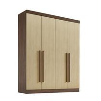 Guarda Roupa Da Vinci 4 Portas 100% MDF Castanho com Linho