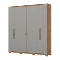 Guarda Roupa Dallas 6 Portas Nature/Cinza - Henn