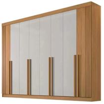 Guarda Roupa Daymond Casal 8 Portas 8 Gavetas D Doro Cor Cinamomo Off White