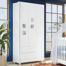 Guarda Roupa de Bebê 100% MDF 3 Portas 2 Gavetas Life Branco Guarda Roupa de Bebê 100% MDF 3 Portas 2 Gavetas Life Branco