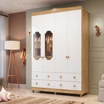 Guarda-roupa de Bebê 156,80cm 4 Portas com Janela 4 Gavetas 100% Mdf Maya Provençal Yescasa