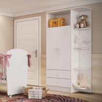 Guarda-Roupa de Bebê 2 Portas 2 Gavetas com Cantoneira Baby Móveis Percasa Branco