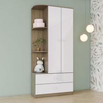 Guarda Roupa de Bebê 2 Portas 2 Gavetas Sonho Encantado Espresso Móveis Rústico/Branco Guarda Roupa de Bebê 2 Portas 2 Gavetas Sonho Encantado Espresso Móveis Rústico/Branco