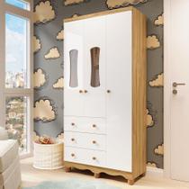 Guarda-Roupa de Bebê 2 Portas com Janela 3 Gavetas 100% MDF Lana Espresso Móveis Branco Brilho/Amêndoa Guarda-Roupa de Bebê 2 Portas com Janela 3 Gavetas 100% MDF Lana Espresso Móveis Branco Brilho/Amêndoa