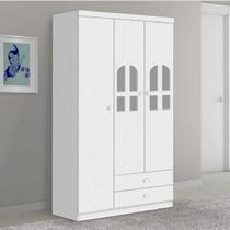 Guarda Roupa de Bebê 3 Portas 2 Gavetas Alvin J&A Móveis Branco Guarda Roupa de Bebê 3 Portas 2 Gavetas Alvin J&A Móveis Branco
