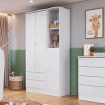 Guarda Roupa de Bebê 3 Portas 2 Gavetas Baby Móveis Percasa Branco