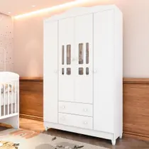 Guarda-Roupa de Bebê 4 Portas 2 Gavetas Ariel