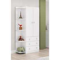 Guarda Roupa de Bebê Arco-Íris com Canto 2 Portas 3 Gavetas Branco