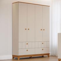 Guarda-Roupa de Bebê Biscoito 4 Portas 4 Gavetas Off White/Nature - Permóbili